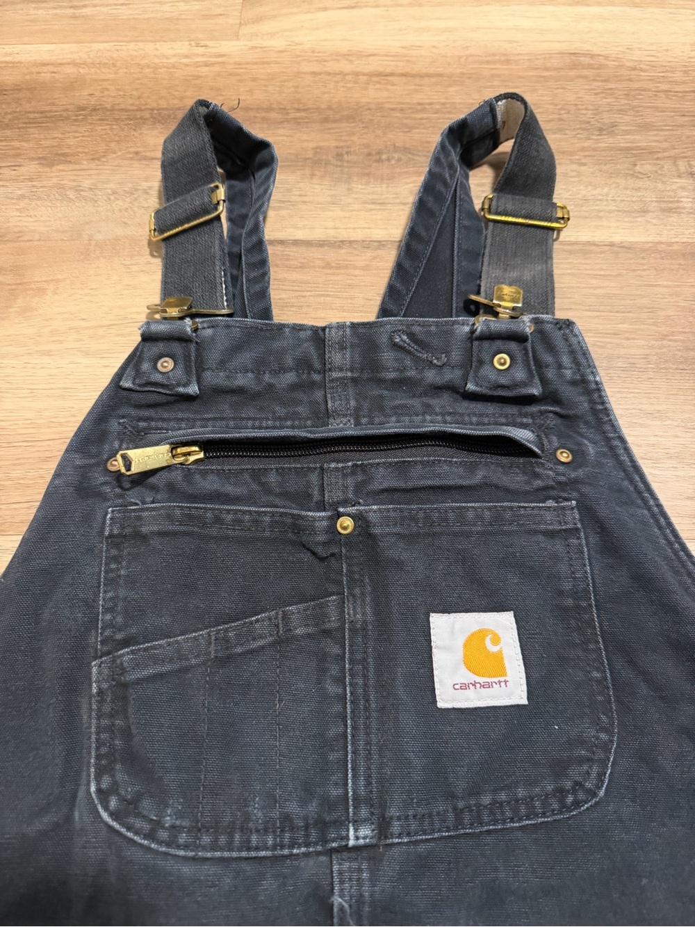 Carhartt Double Knee Unlined Duck Bib Overall Mens 34x32 Black Canvas 102776-001 - Picture 4 of 8